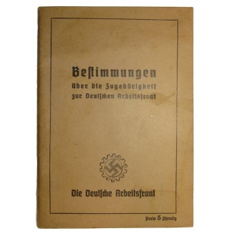 DAF Service instruction for service in the German labor front. Espenlaub militaria